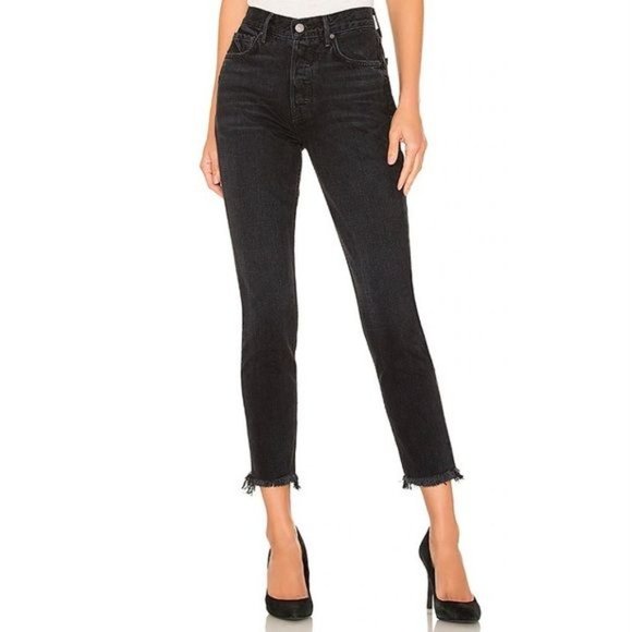 GRLFRND Black Karolina High Rise Skinny Jeans Raw Hem 100% Cotton Denim 27 New - Picture 8 of 11
